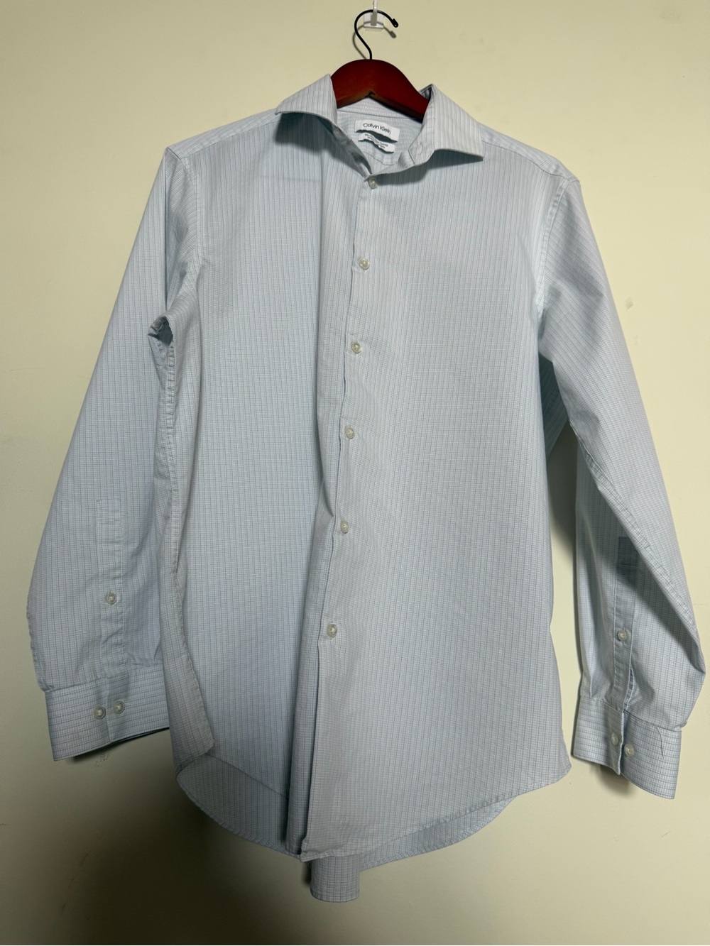 Calvin Klein Light Blue Pinstripe Dress Shirt - Men's